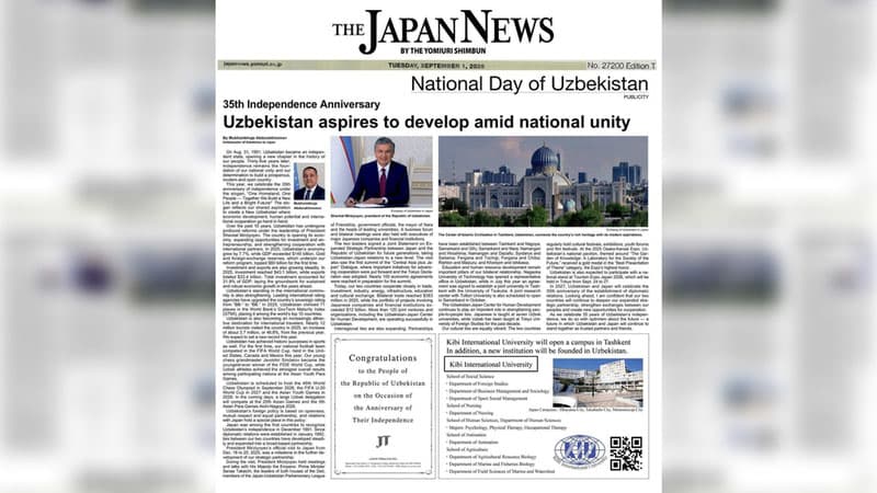 The Japan News: “Uzbekistan aspires to develop amid national unity”