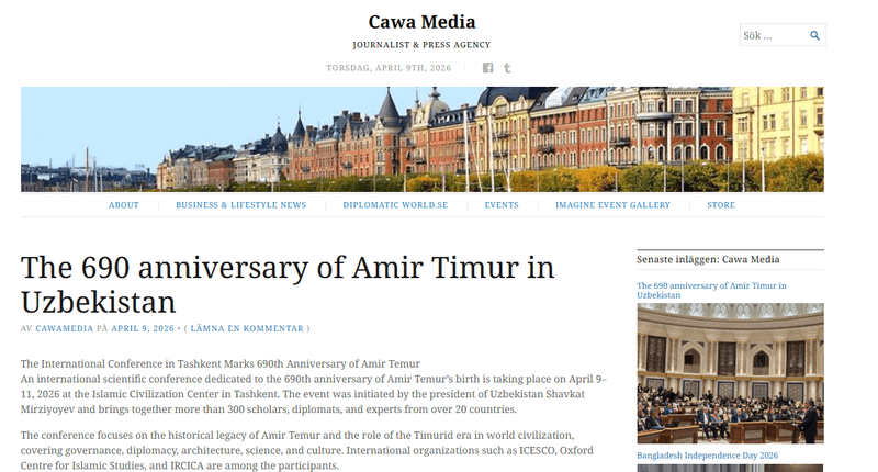 Cawa media: “The 690 anniversary of Amir Temur in Uzbekistan”