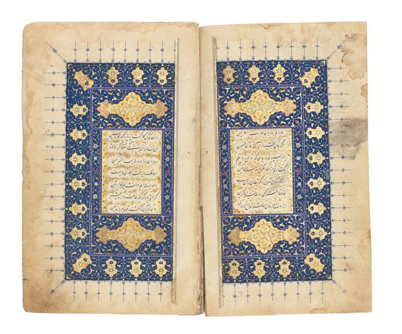 A rare gold-illuminated “Divan” by Amir Khusrau Dehlavi is on display at the Islamic Civilization Center in Uzbekistan