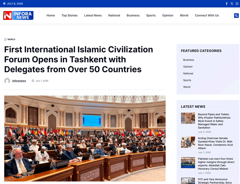“Infora News”: Uzbekistan is transforming the heritage of Islamic Civilization into a platform for international dialogue